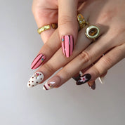 Stay Cheeky - Ersa Nails Pink Brown Short Almond PressOnNails