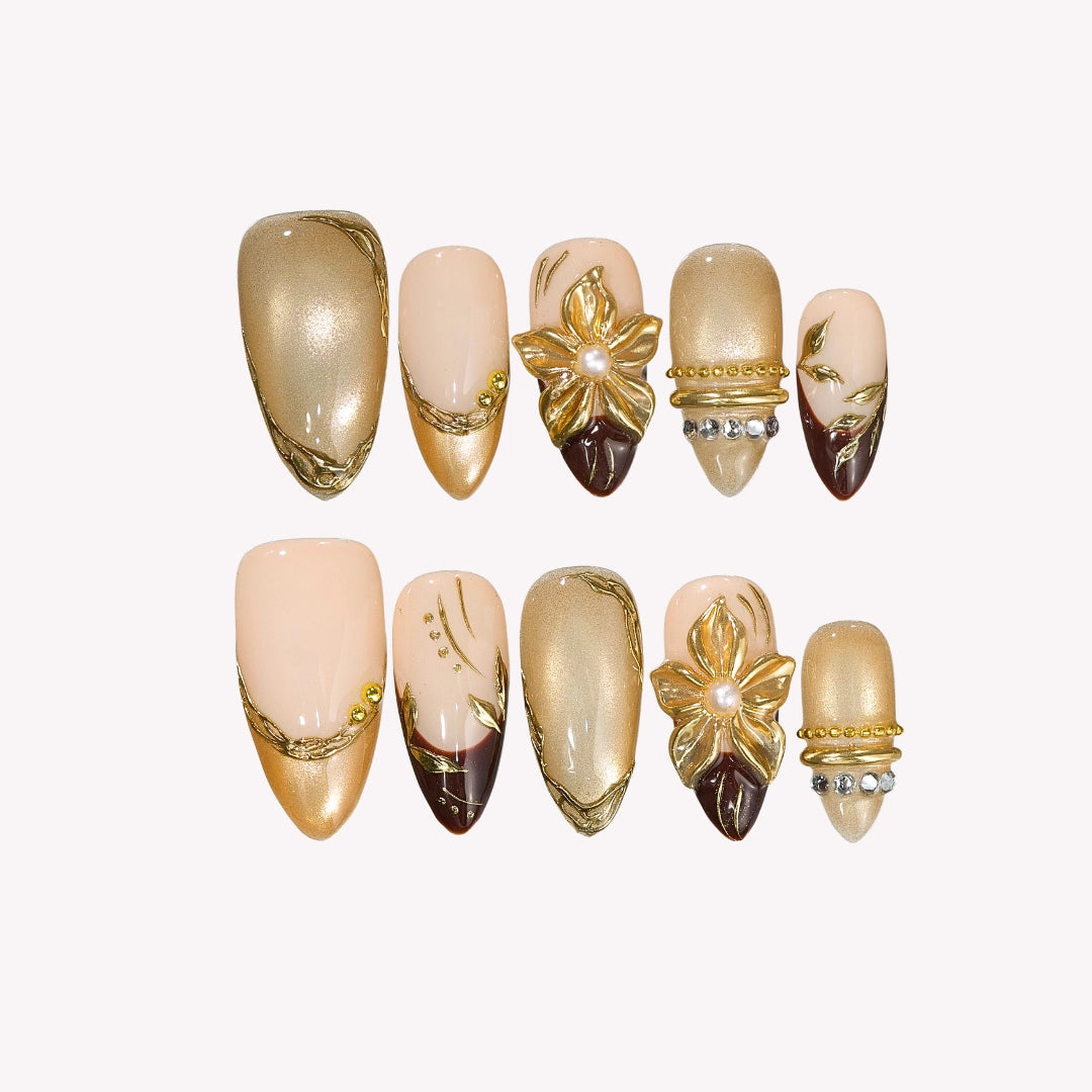 Stay Cozy - Ersa Nails Nude Gold PressOnNails