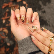 Stay Cozy - Ersa Nails Nude Gold PressOnNails