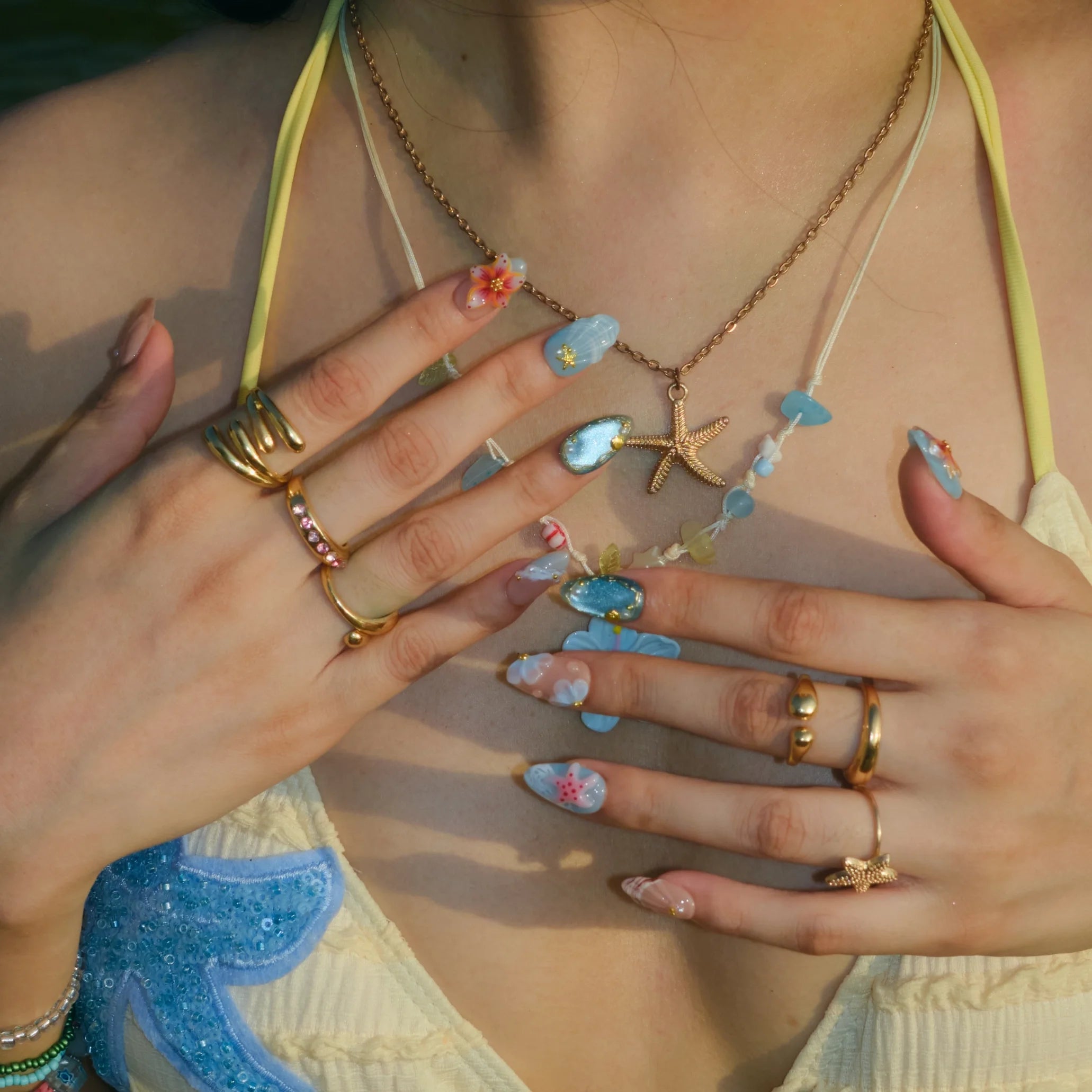 Summer Breeze - Ersa Nails Blue Nude PressOnNails