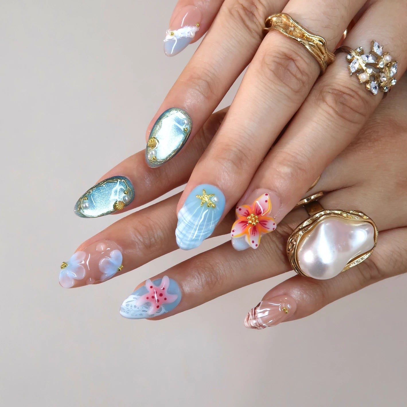 Summer Breeze - Ersa Nails Blue Nude PressOnNails