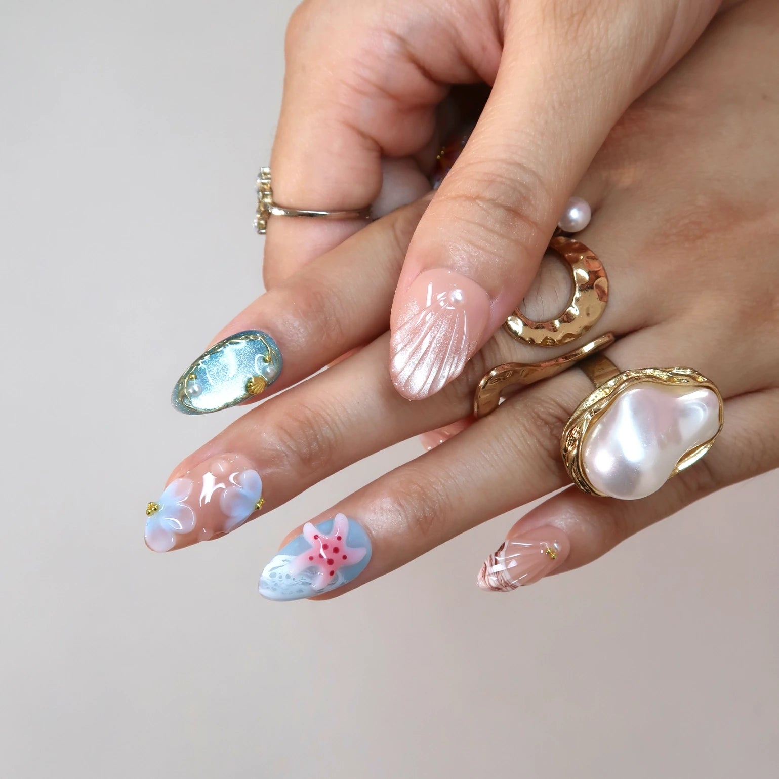 Summer Breeze - Ersa Nails Blue Nude PressOnNails