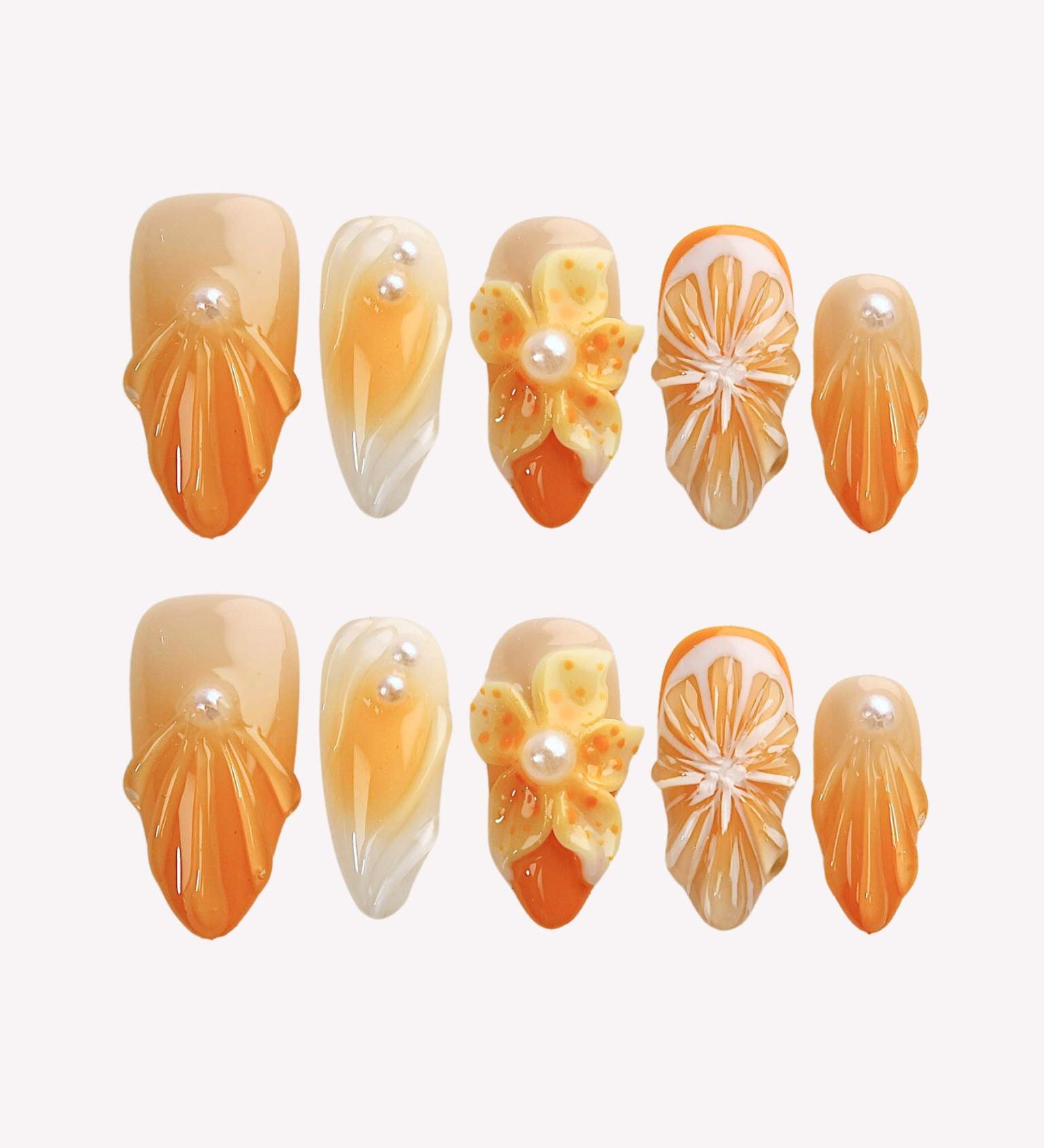 Sun Crush - Ersa Nails White Orange PressOnNails