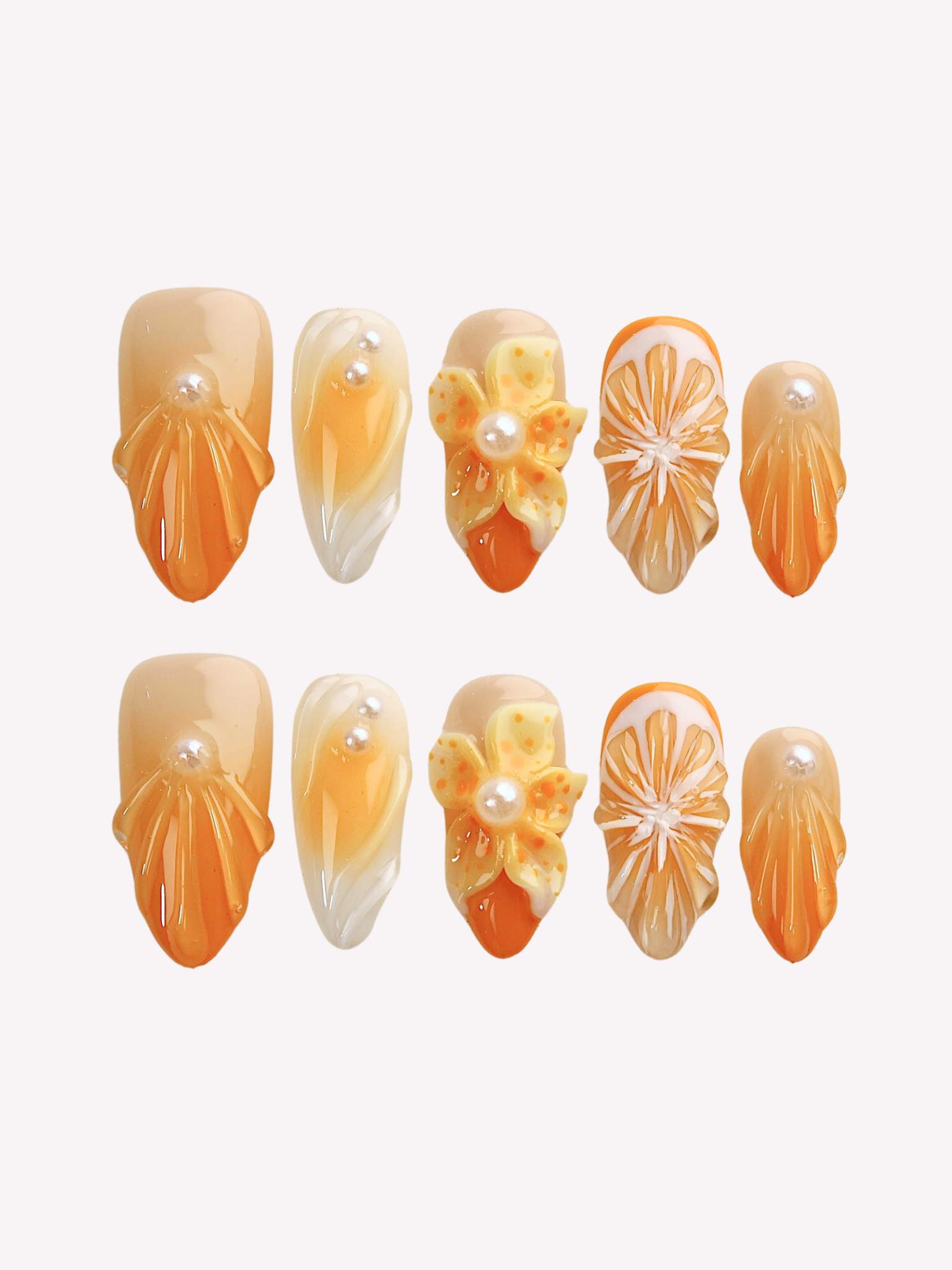 Sun Crush - Ersa Nails White Orange PressOnNails