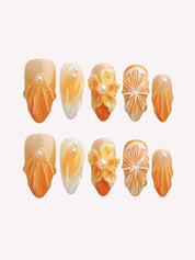 Sun Crush - Ersa Nails White Orange PressOnNails