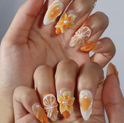 Sun Crush - Ersa Nails White Orange PressOnNails