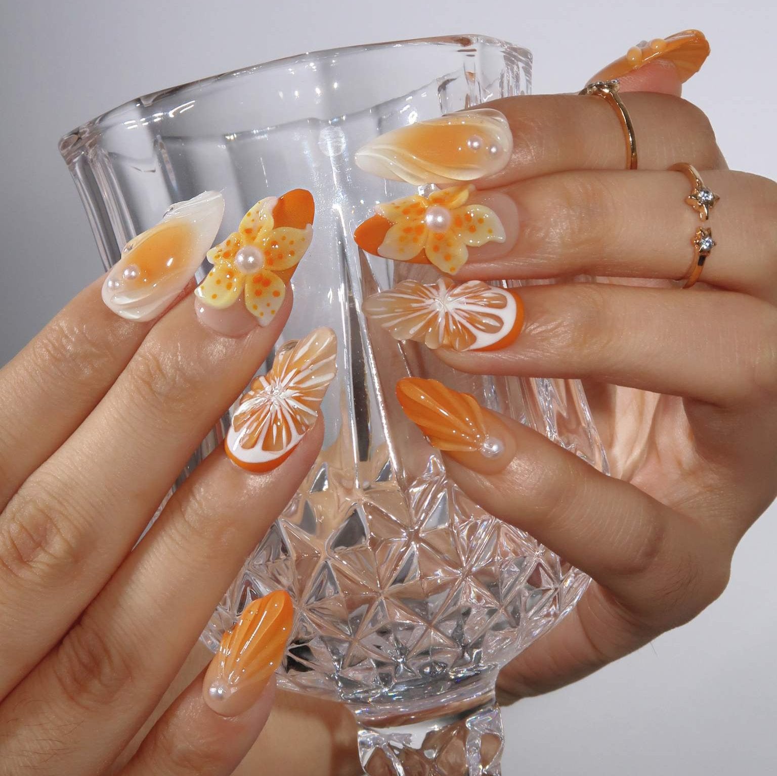 Sun Crush - Ersa Nails White Orange PressOnNails