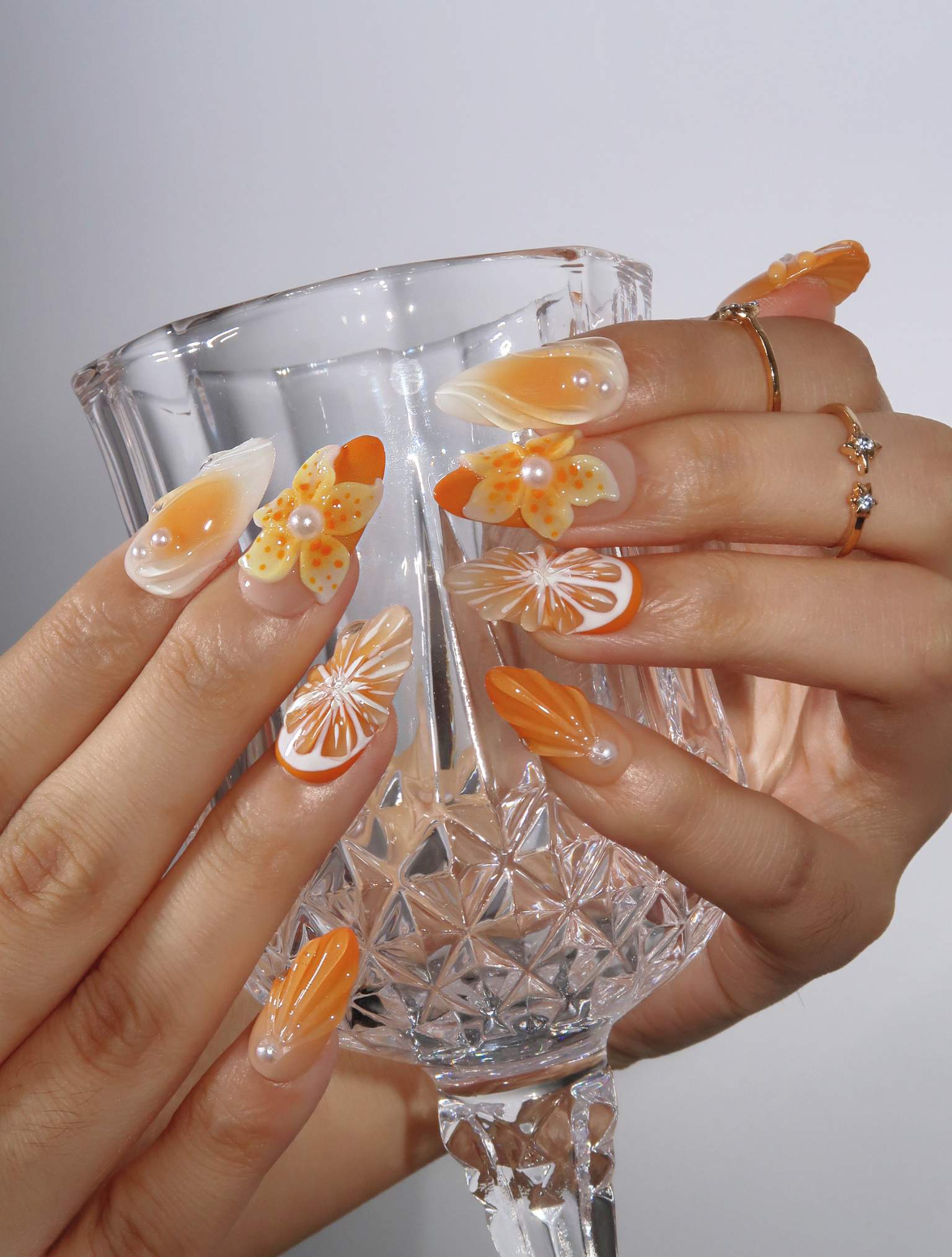 Sun Crush - Ersa Nails White Orange PressOnNails