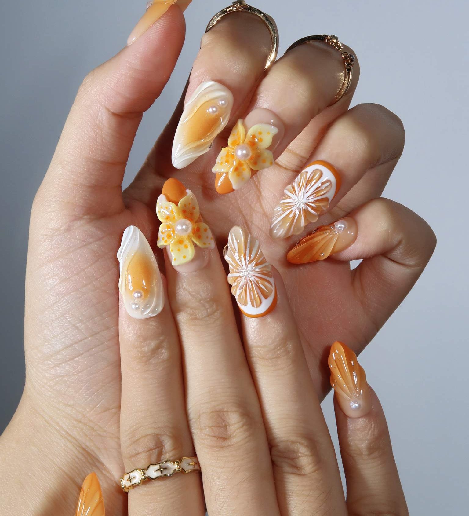 Sun Crush - Ersa Nails White Orange PressOnNails