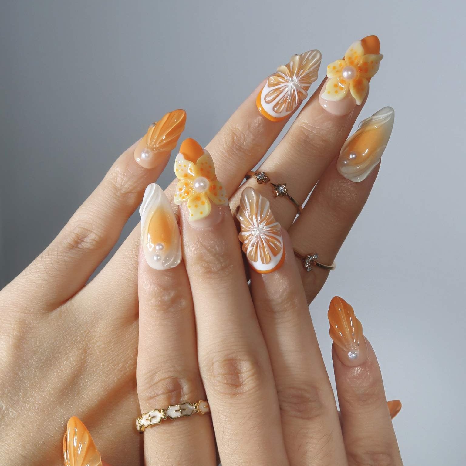 Sun Crush - Ersa Nails White Orange PressOnNails