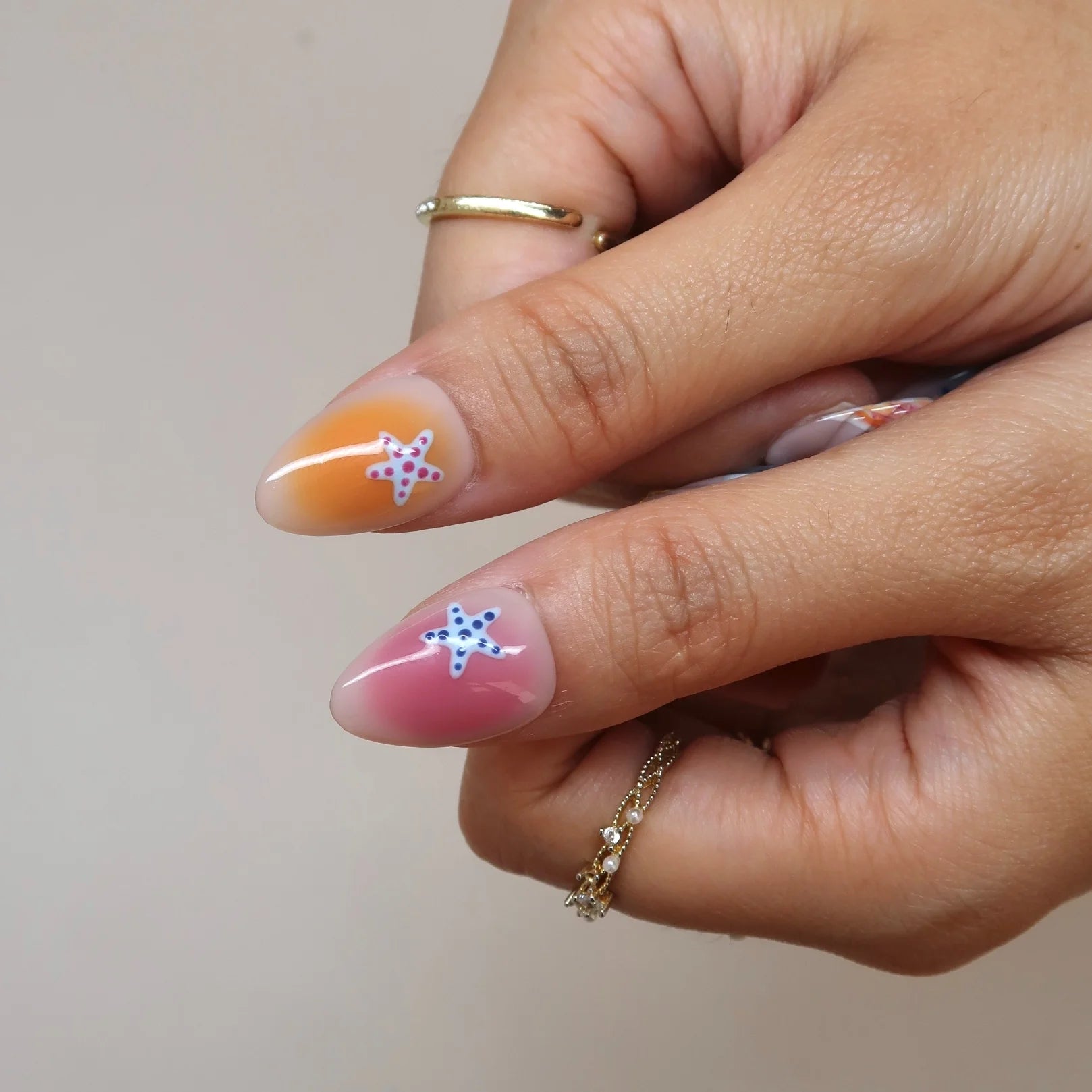 Sun Drunk - Ersa Nails Nude Pink Blue Orange PressOnNails