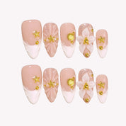 Sunlit Shores - Ersa Nails Nude White Gold PressOnNails