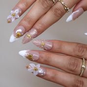 Sunlit Shores - Ersa Nails Nude White Gold PressOnNails
