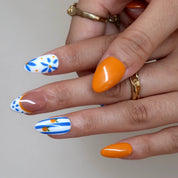 Sunny Capri - Ersa Nails Orange Blue White PressOnNails