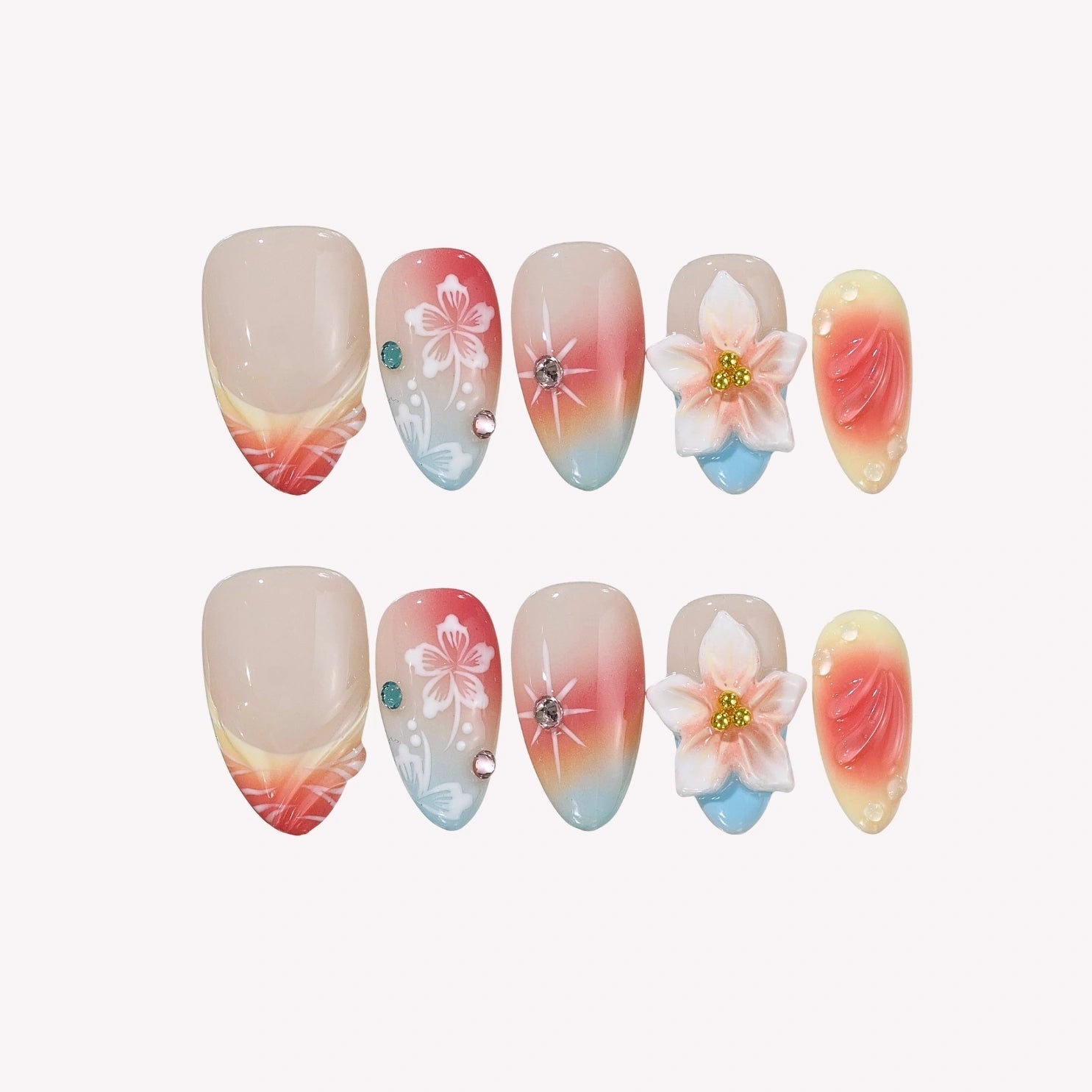 Sunny Sip - Ersa Nails Nude Red PressOnNails