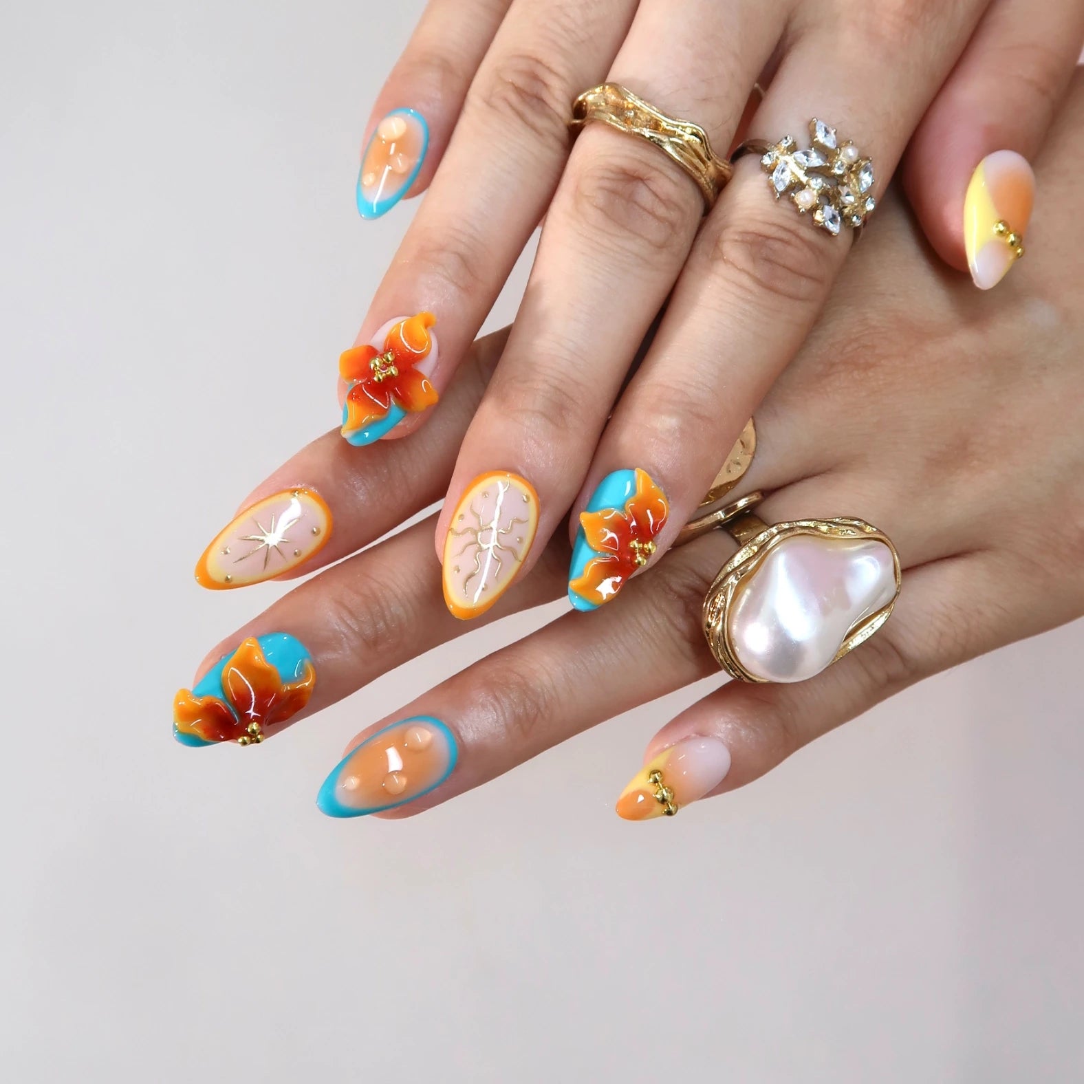 Sunny Soul - Ersa Nails Yellow Blue PressOnNails