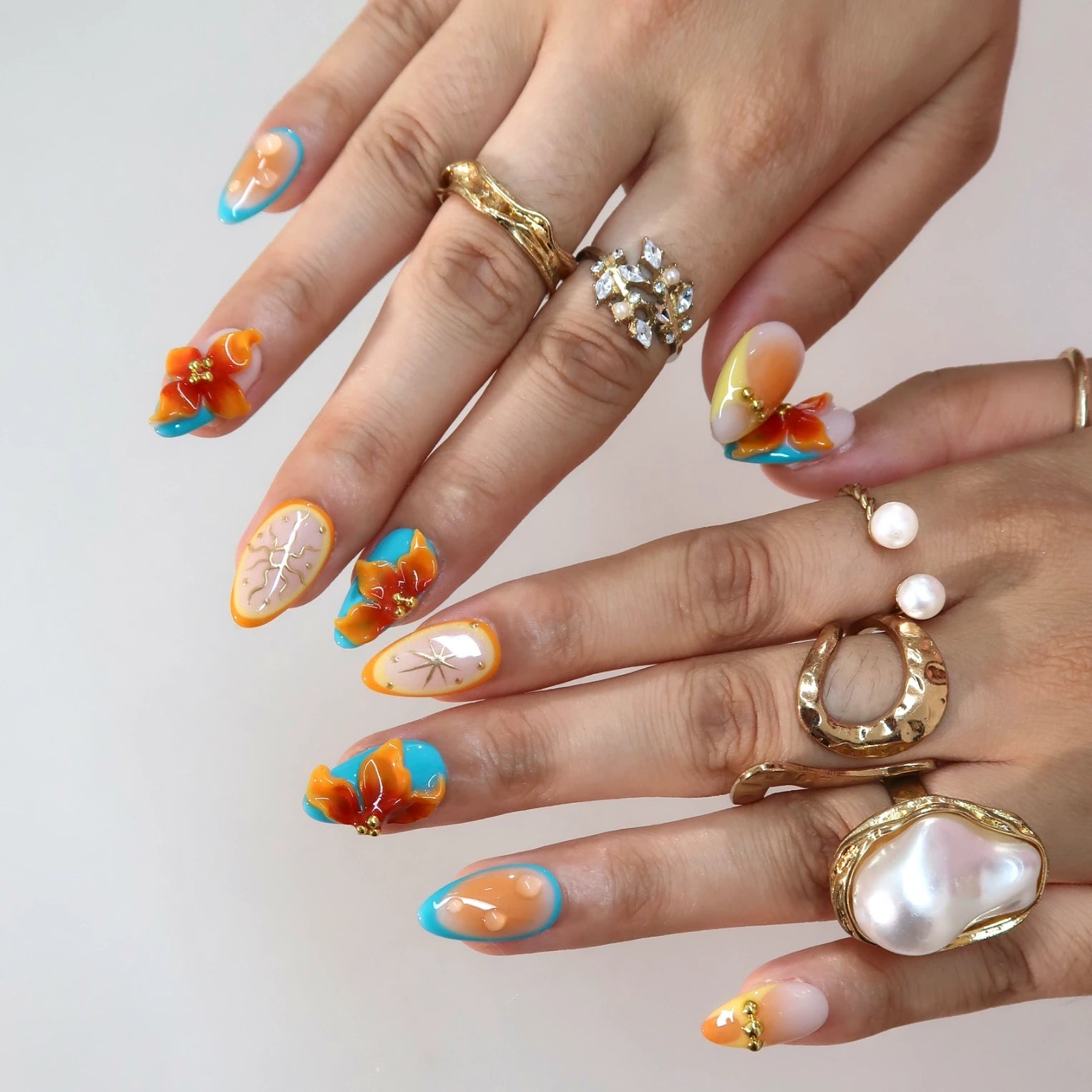 Sunny Soul - Ersa Nails Yellow Blue PressOnNails