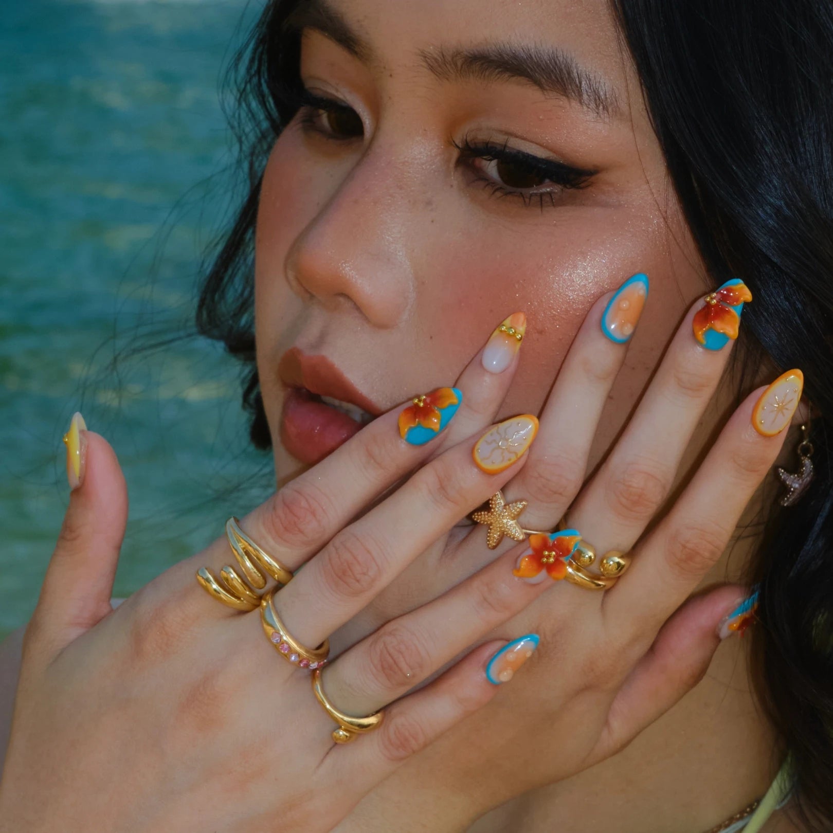 Sunny Soul - Ersa Nails Yellow Blue PressOnNails