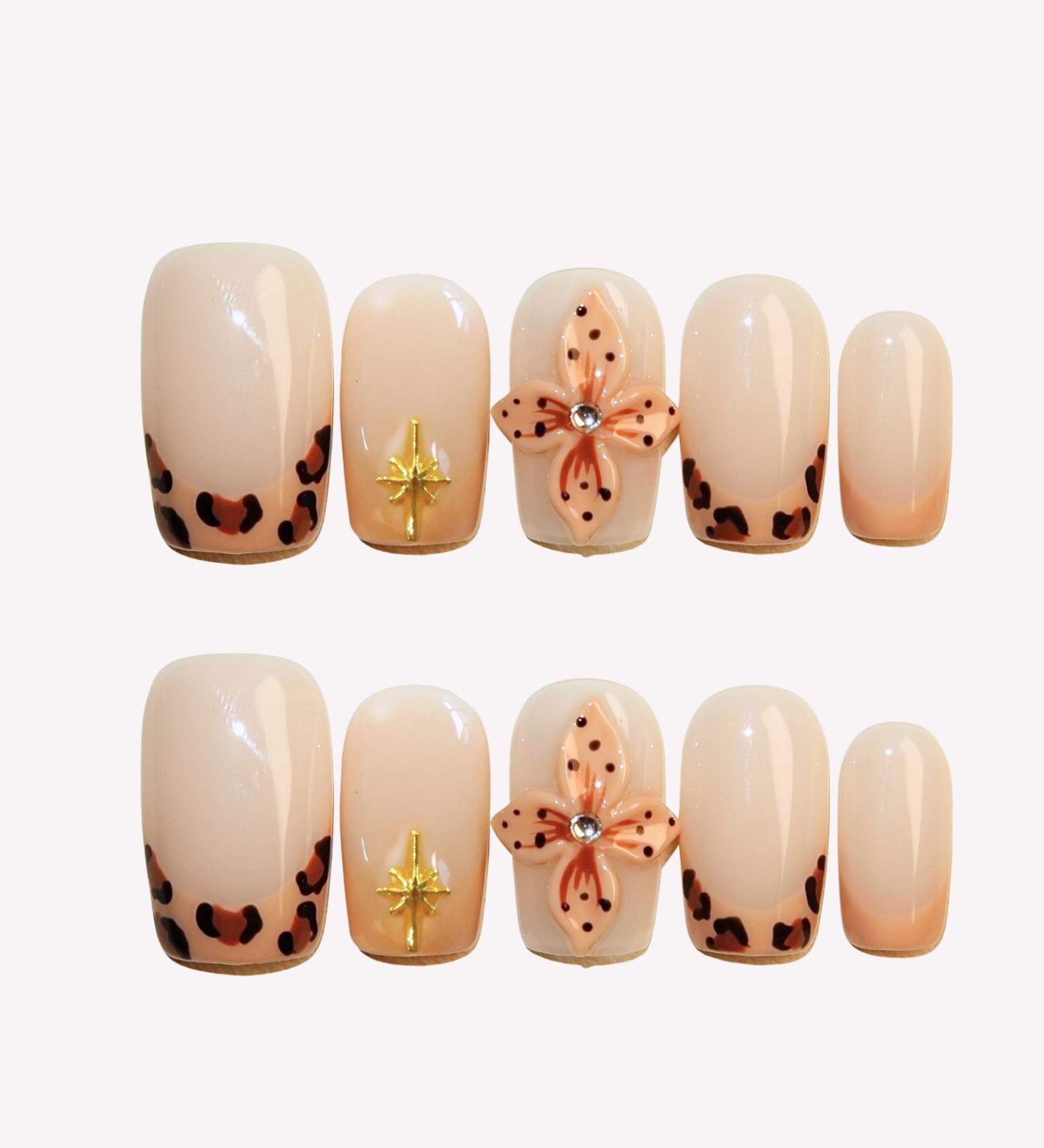 Sunset Bloom - Ersa Nails Brown Nude PressOnNails