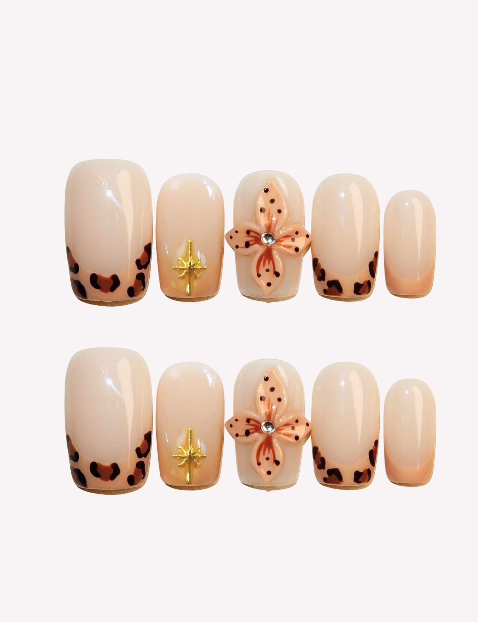 Sunset Bloom - Ersa Nails Brown Nude PressOnNails