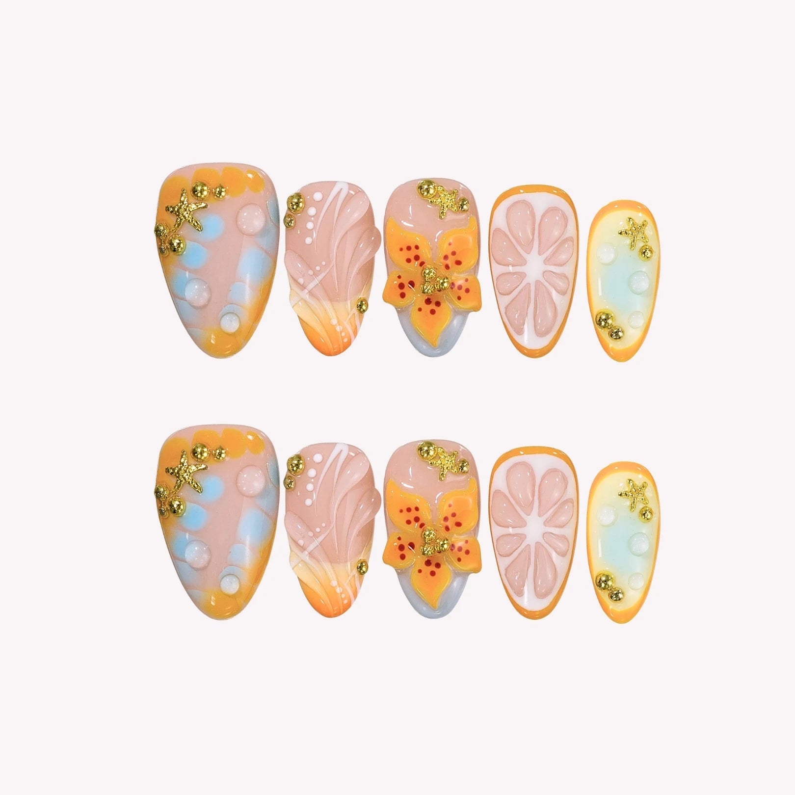 Sunset Fizz - Ersa Nails Orange Nude PressOnNails
