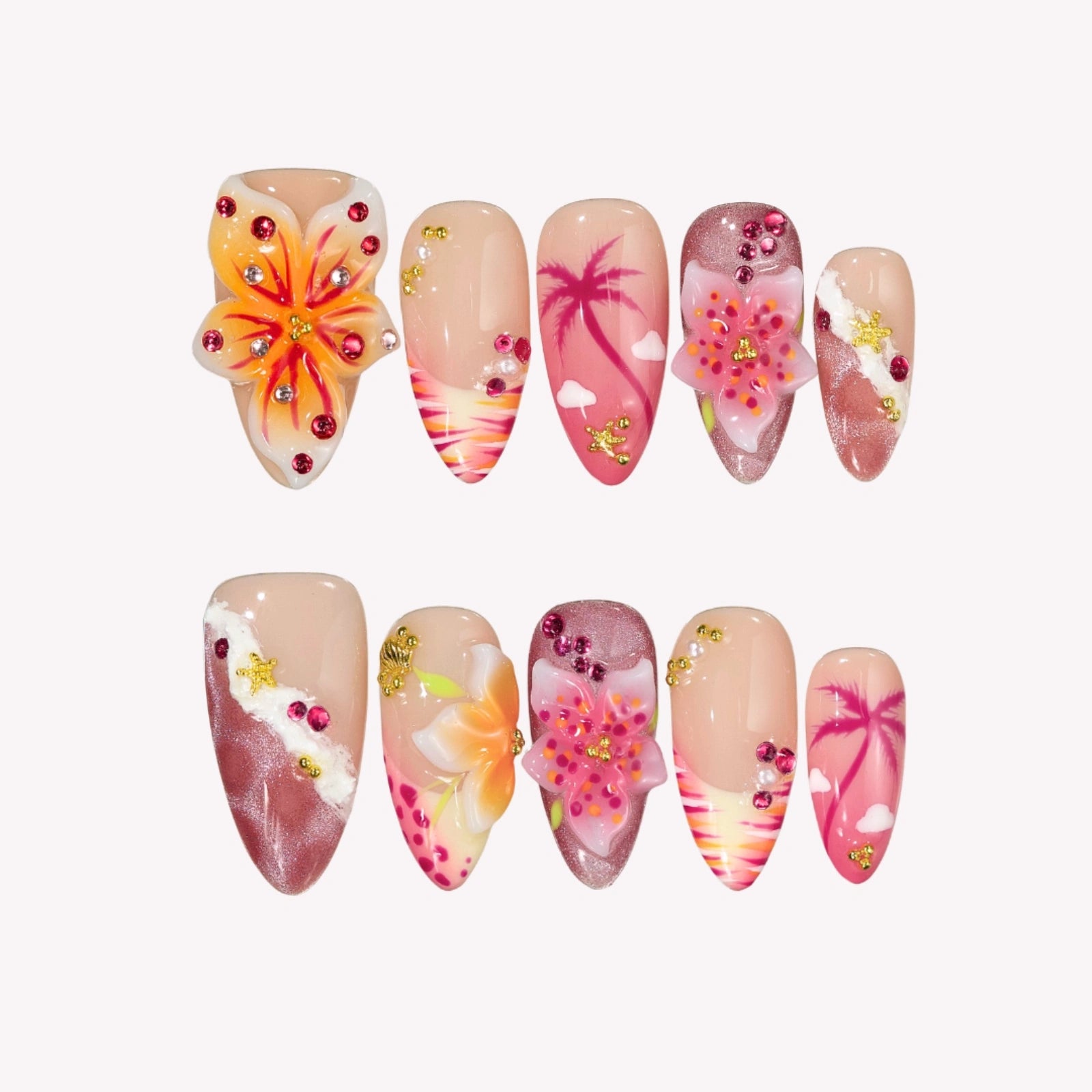 Sunset Flame - Ersa Nails Red Orange PressOnNails