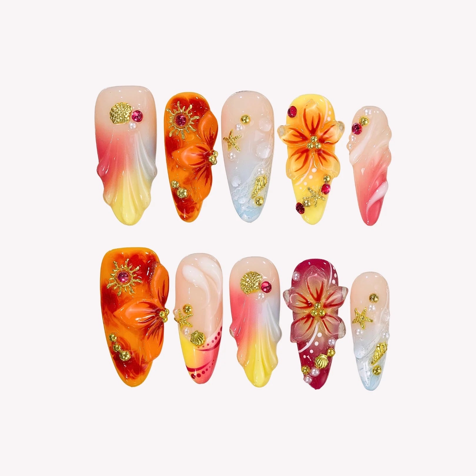 Sunshine Obsessed - Ersa Nails Yellow Blue PressOnNails