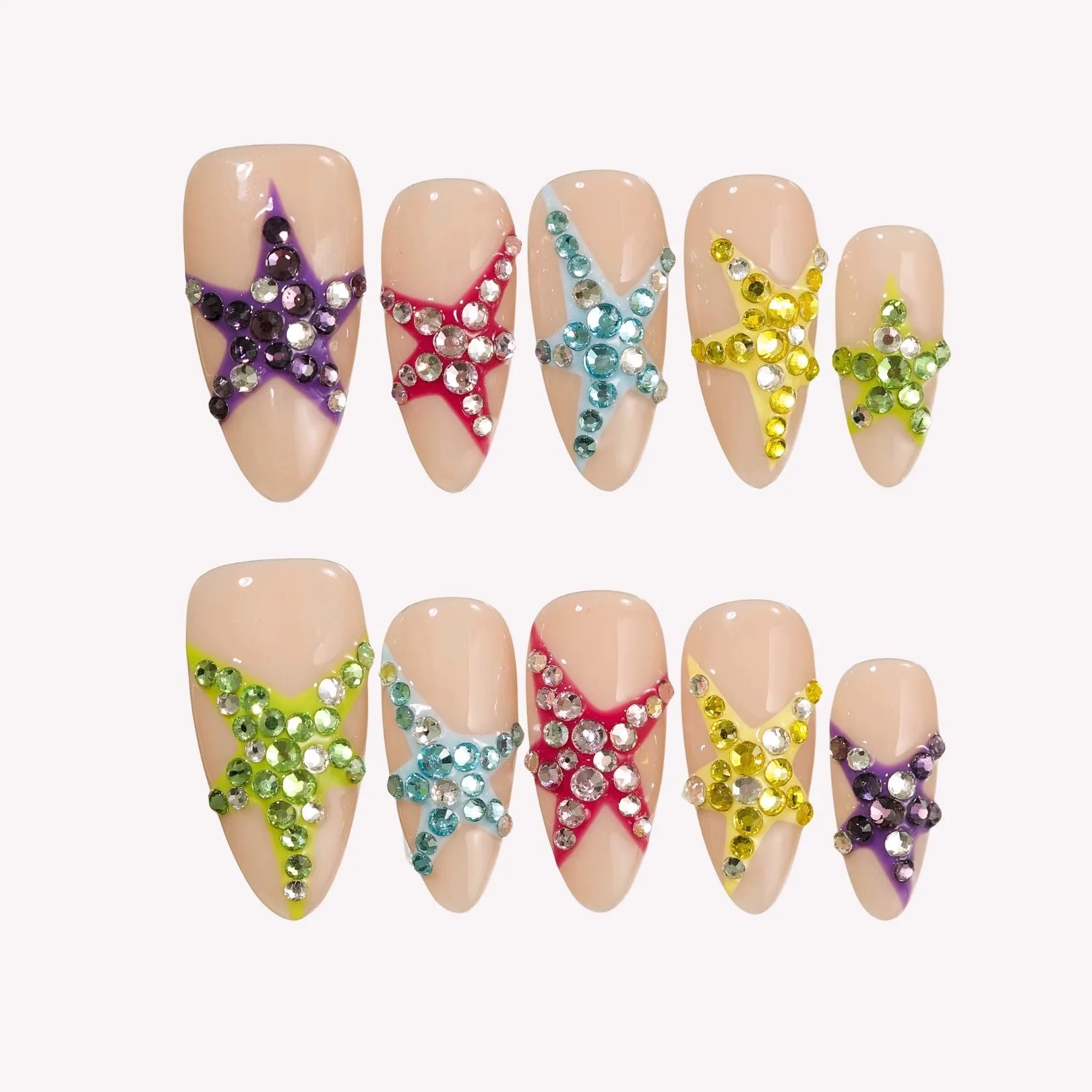 Superstar - Ersa Nails Nude Purple Pink Blue Yellow Jade PressOnNails