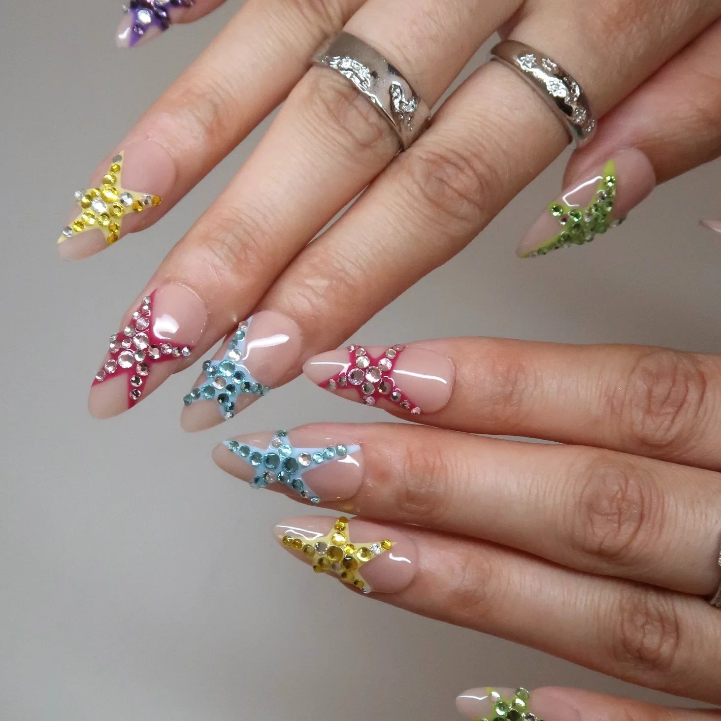 Superstar - Ersa Nails Nude Purple Pink Blue Yellow Jade PressOnNails