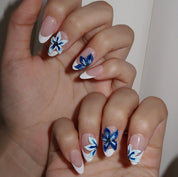 Surf’s Up - Ersa Nails Nude Blue White PressOnNails