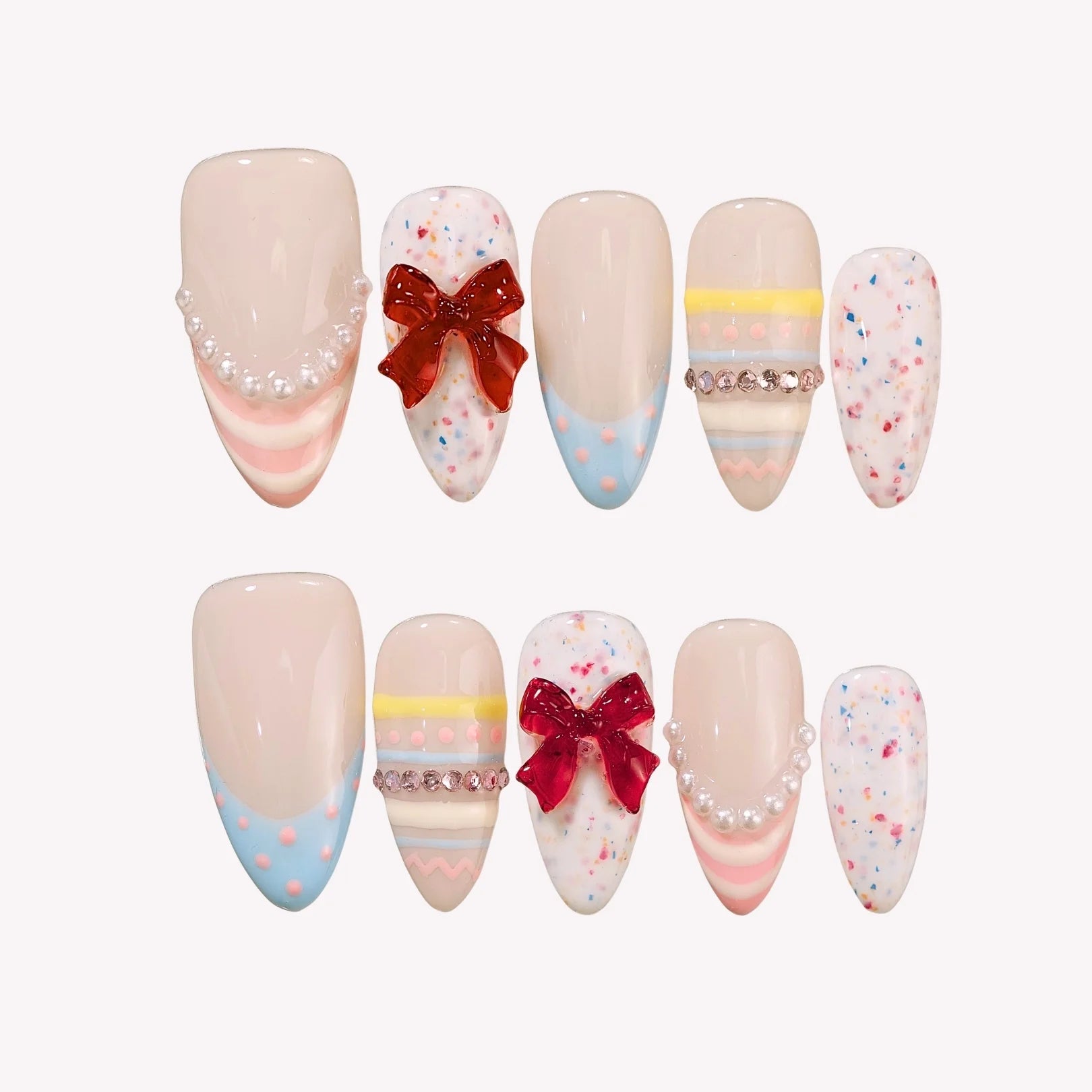 Sweet Confetti - Ersa Nails Nude White Blue Pink PressOnNails