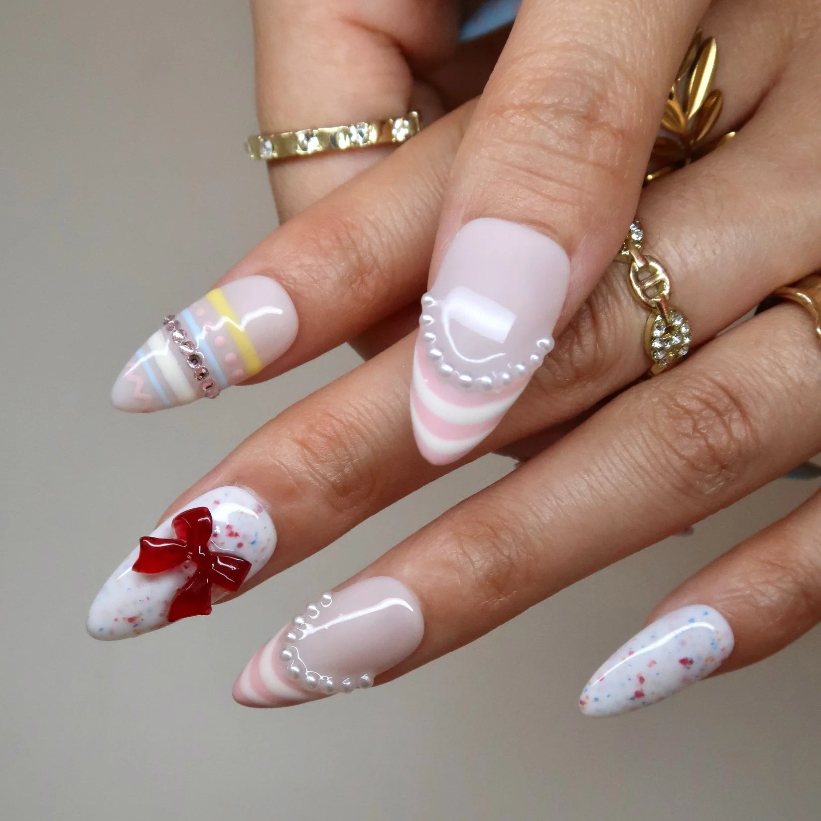 Sweet Confetti - Ersa Nails Nude White Blue Pink PressOnNails