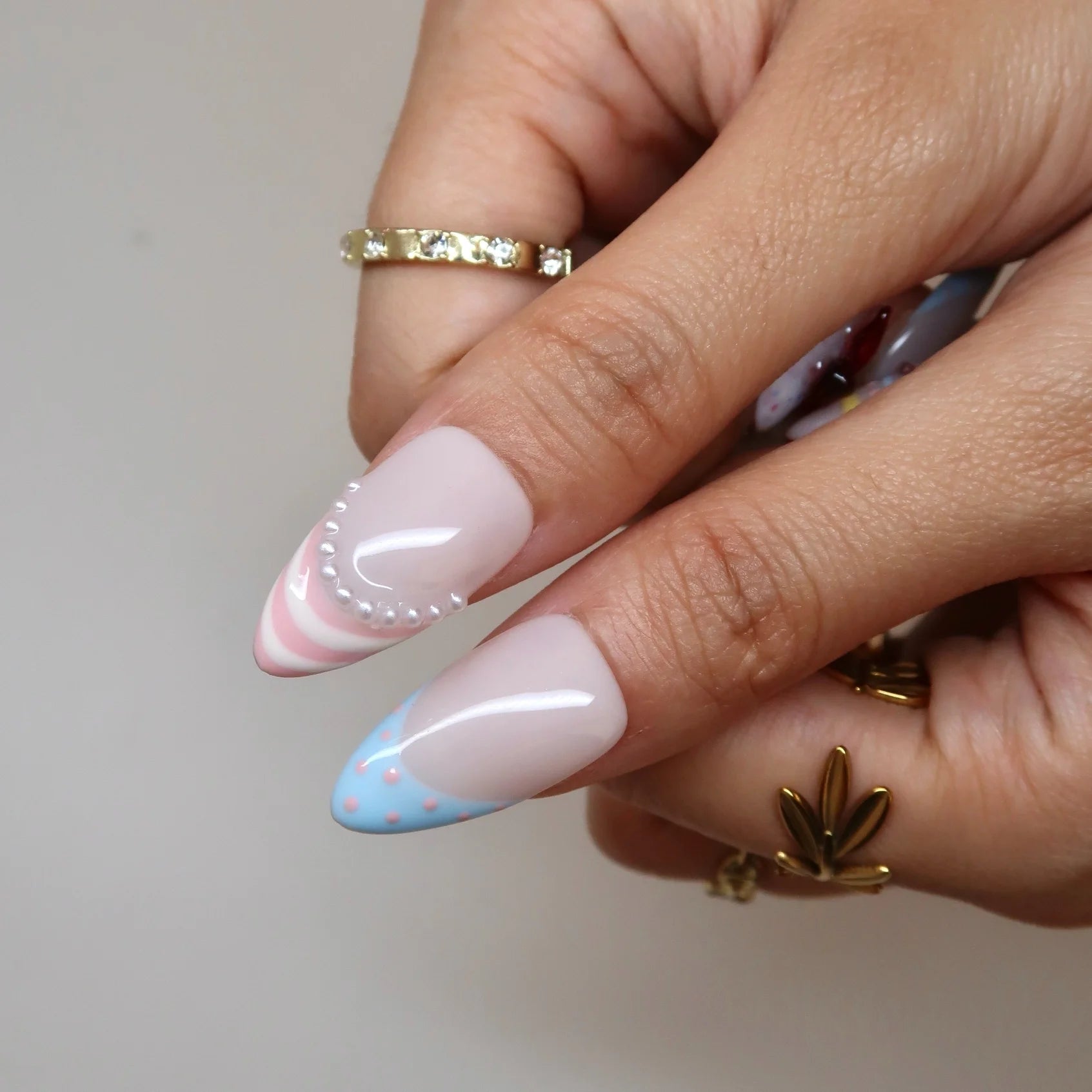 Sweet Confetti - Ersa Nails Nude White Blue Pink PressOnNails