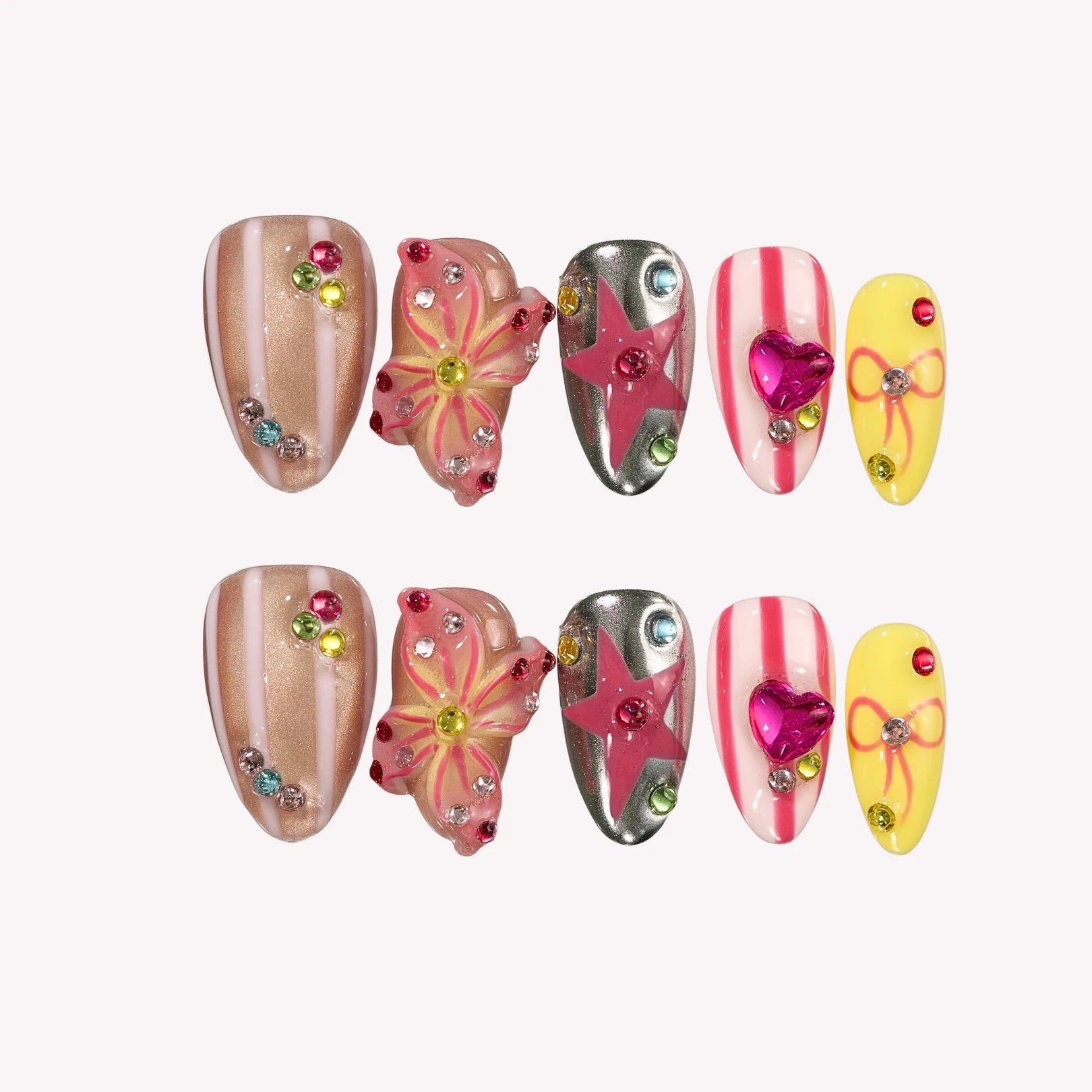 Sweet Crush- Ersa Nails Purple Yellow PressOnNails