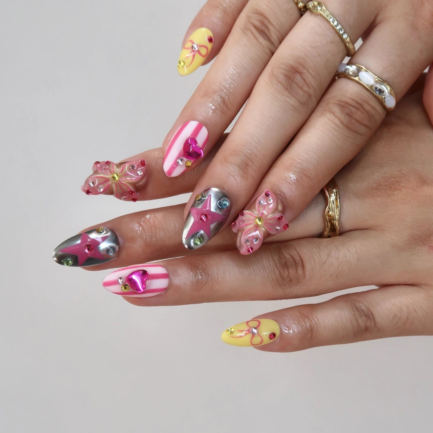 Sweet Crush- Ersa Nails Purple Yellow PressOnNails