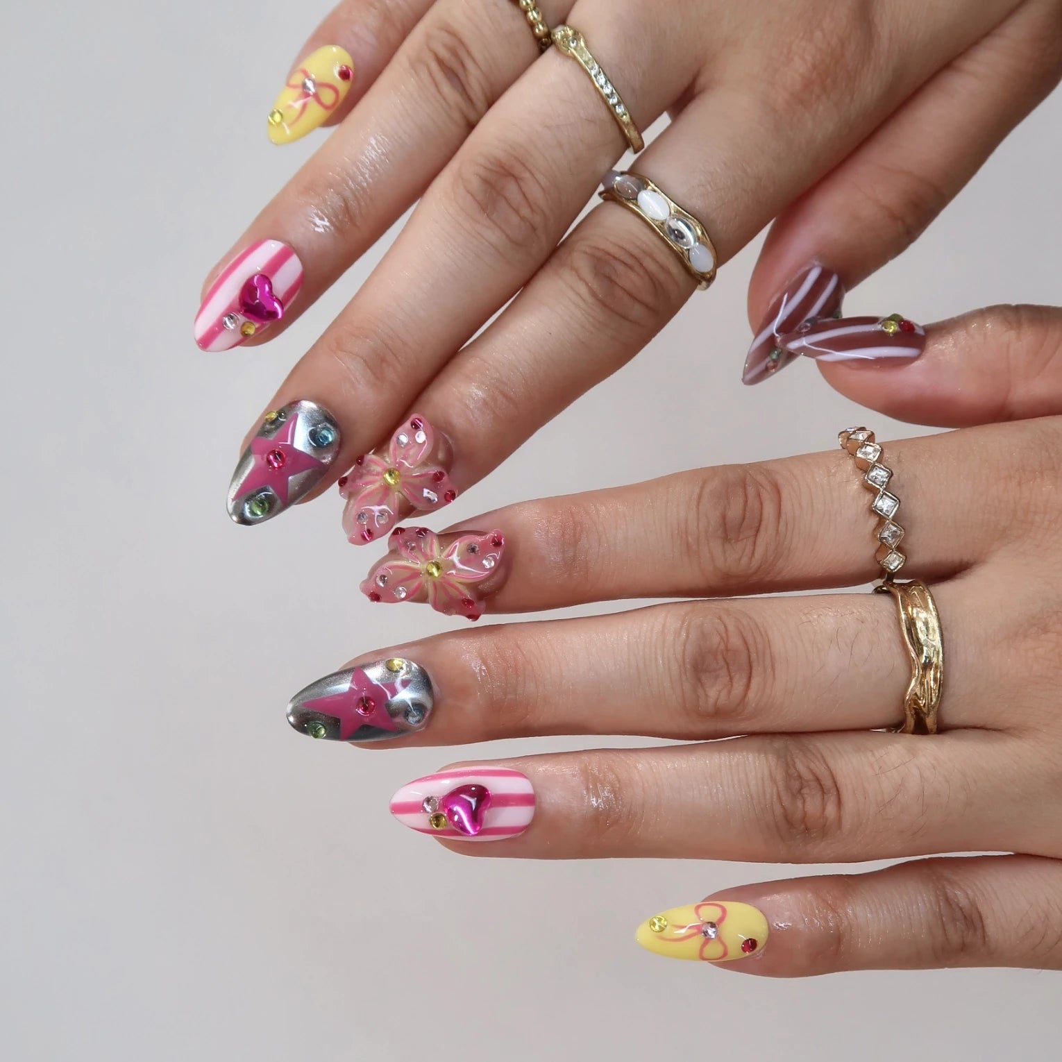 Sweet Crush- Ersa Nails Purple Yellow PressOnNails