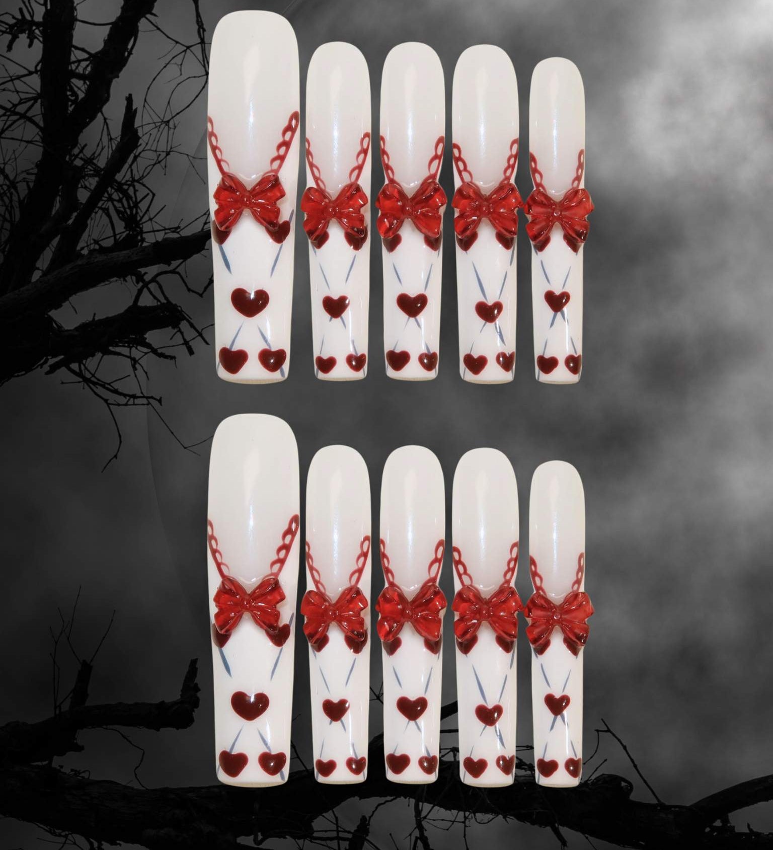 Sweet Sin - Ersa Nails Red White PressOnNails