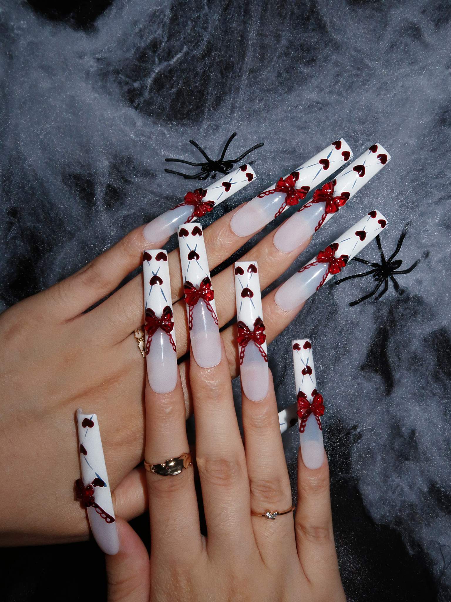 Sweet Sin - Ersa Nails Red White PressOnNails