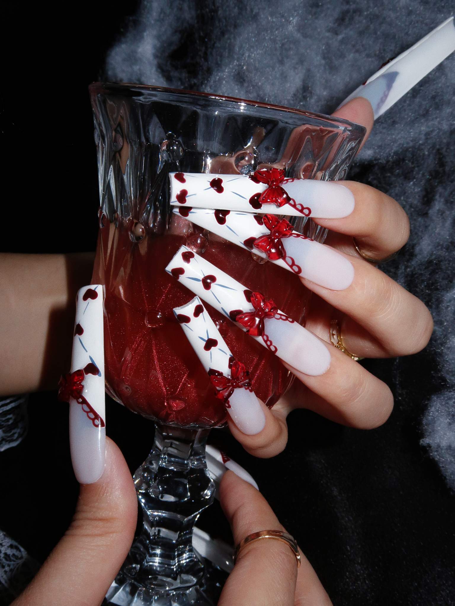 Sweet Sin - Ersa Nails Red White PressOnNails