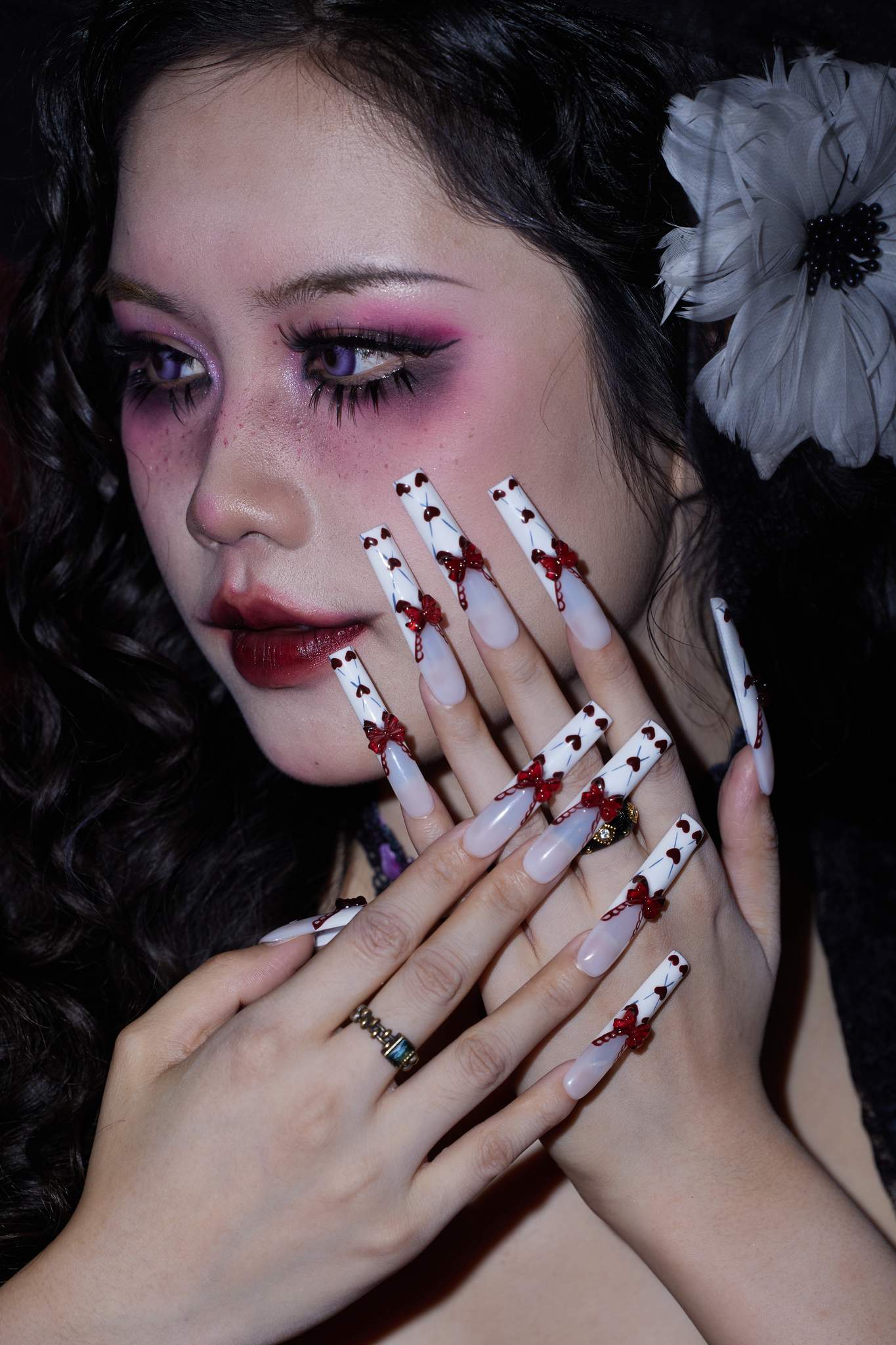 Sweet Sin - Ersa Nails Red White PressOnNails