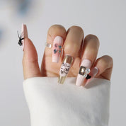 Sweet Temptation - Ersa Nails Pink Gold Long Coffin PressOnNails