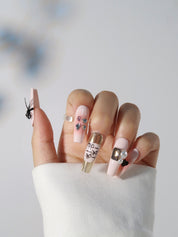 Sweet Temptation - Ersa Nails Pink Gold Long Coffin PressOnNails