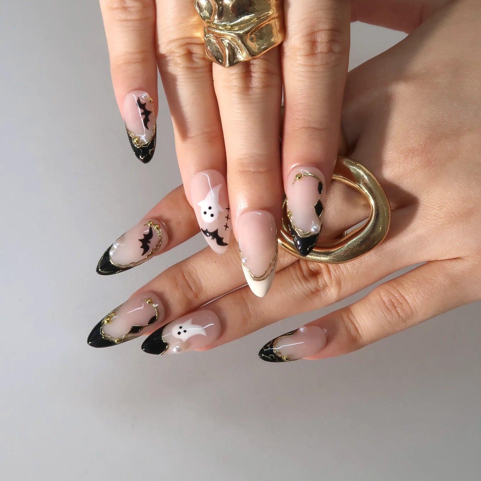 Sweet Tricks - Ersa Nails Nude Black PressOnNails