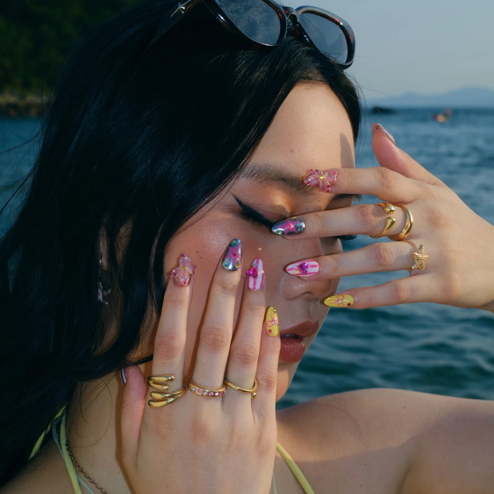 Sweet Crush- Ersa Nails Purple Yellow PressOnNails
