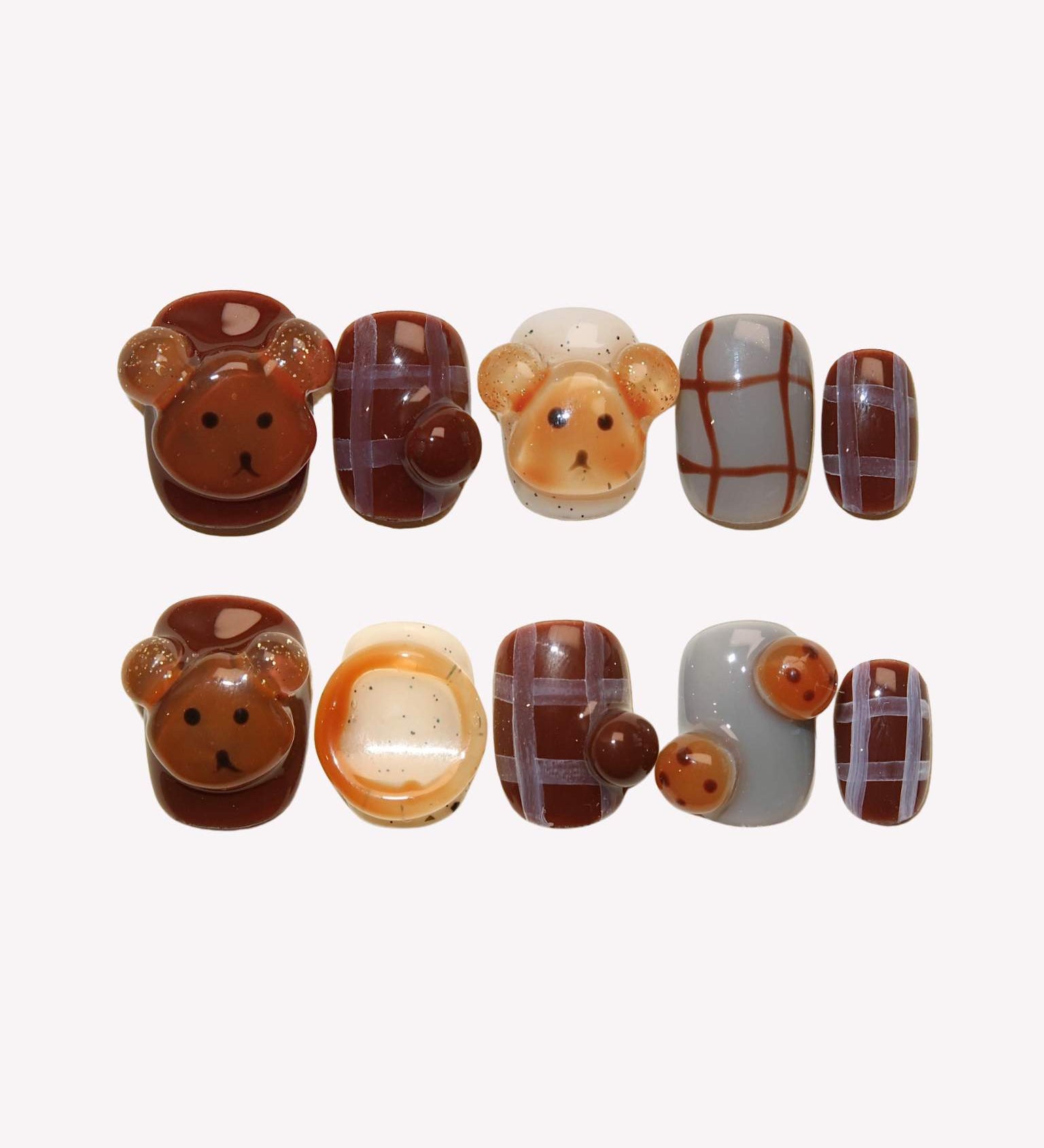 Teddy Bear - Ersa Nails Brown PressOnNails