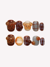 Teddy Bear - Ersa Nails Brown PressOnNails