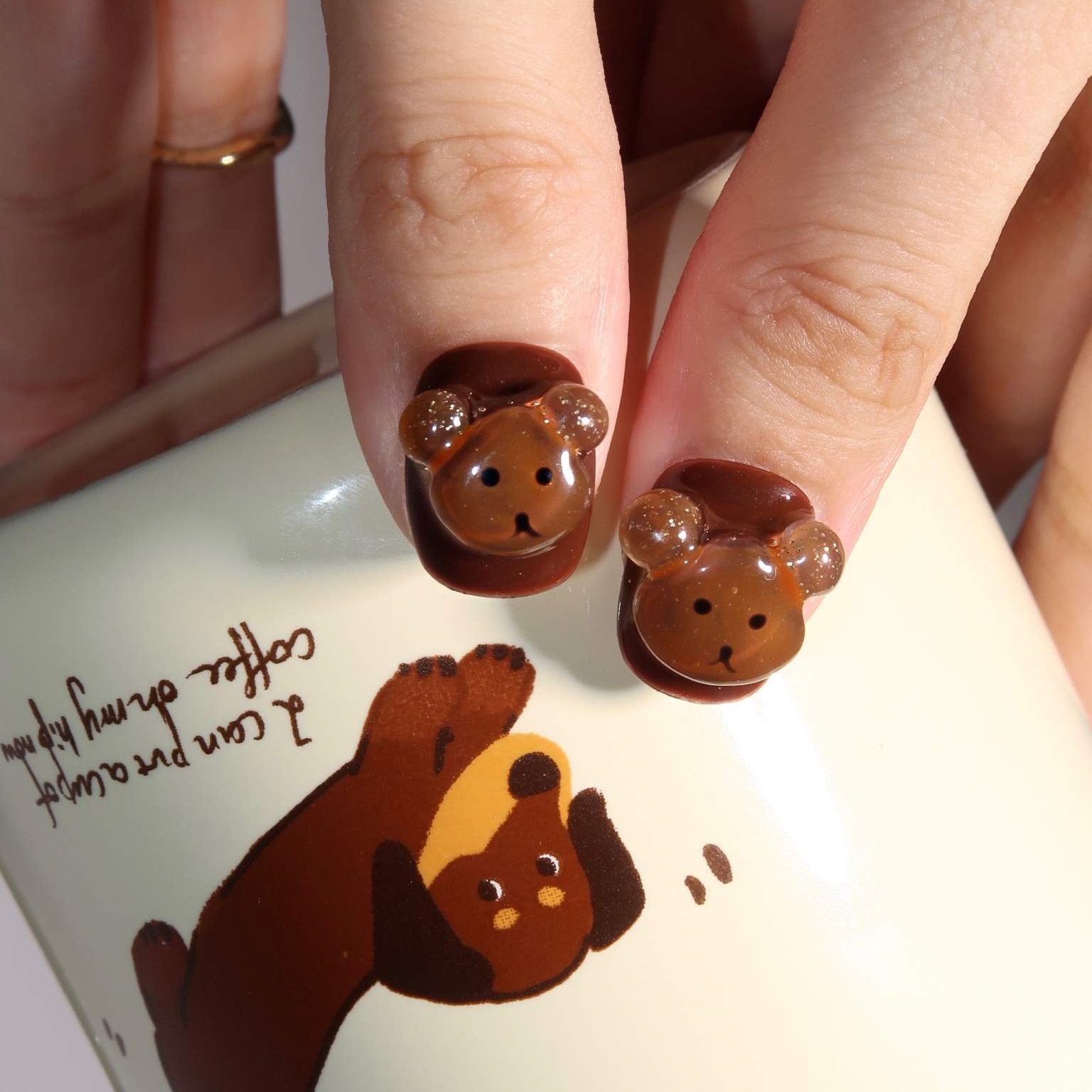 Teddy Bear - Ersa Nails Brown PressOnNails