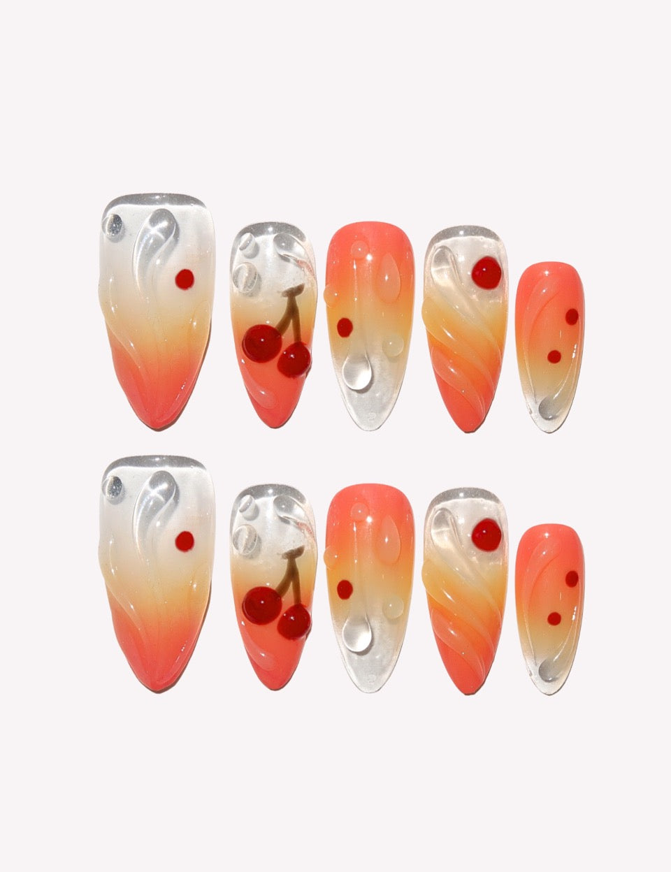 Tequila Sunrise - Ersa Nails Orange Red PressOnNails