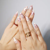 The Lucky One - Ersa Nails Nude White Red PressOnNails