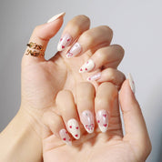 The Lucky One - Ersa Nails Nude White Red PressOnNails